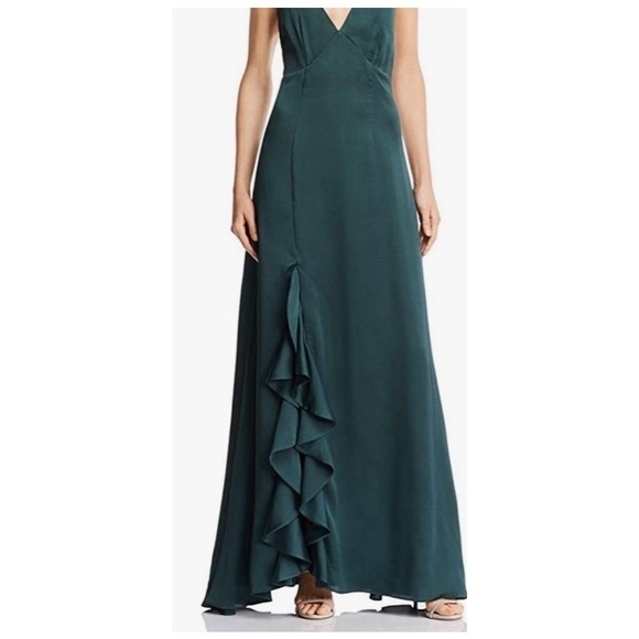 KEEPSAKE the label INFINITY SILKY RUFFLE EMERALD GREEN GOWN - Picture 7 of 12